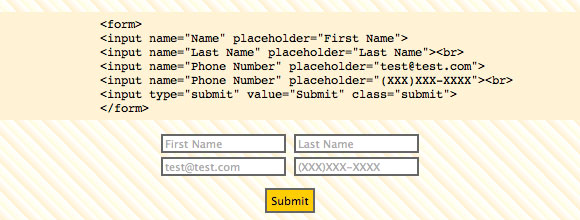 place holder in HTML 5