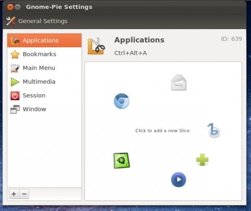 GNOME Pie's new configuration menu GNOME Pie's new configuration menu