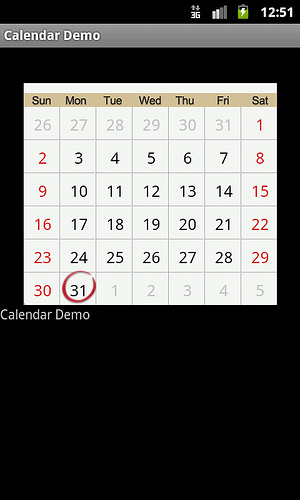 android-calendar-view