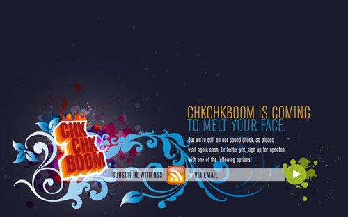 Chk Chk Boom in 35 Fantastic Examples of Coming Soon Page Design