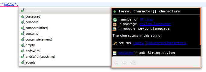 Completion popup