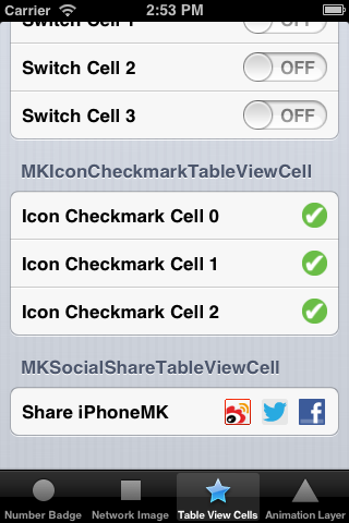 ios Social Share TableViewCell