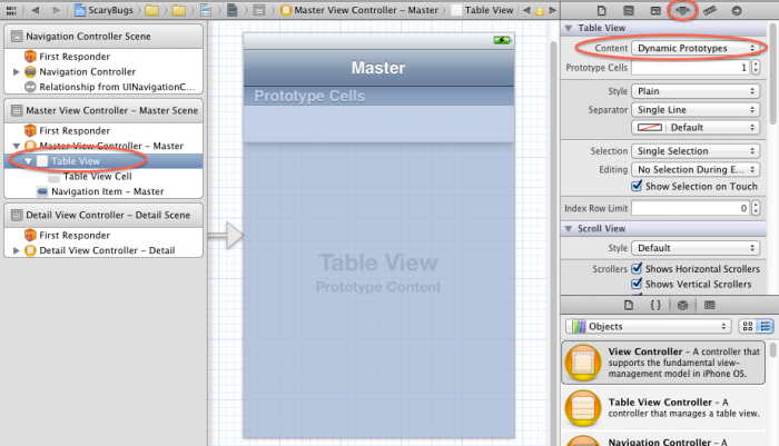 Setting table view to use dynamic prototype cells
