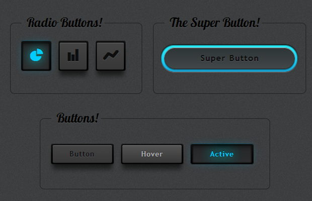 dark blue user interface kit buttons codepen open source