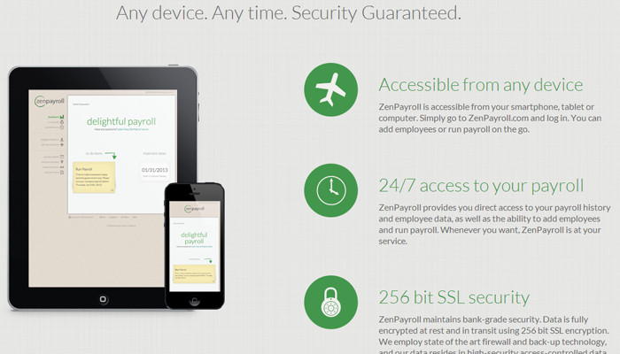 zen payroll website icons inspiration features