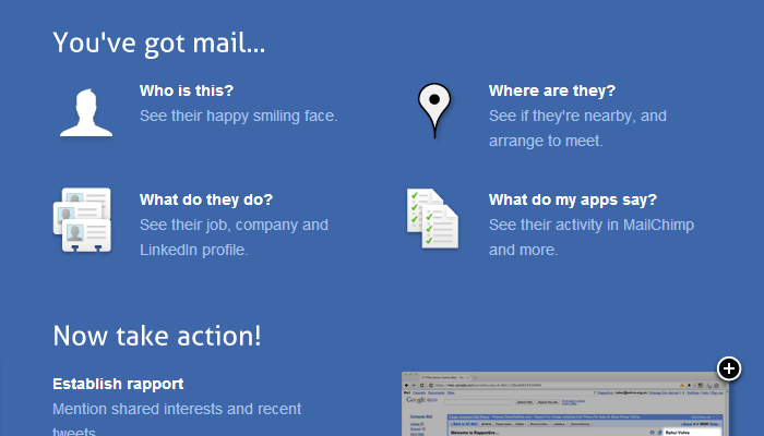 gmail addon rapportive features listing icons details