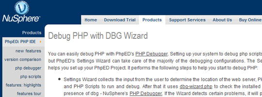 Debug PHP with DBG Wizard