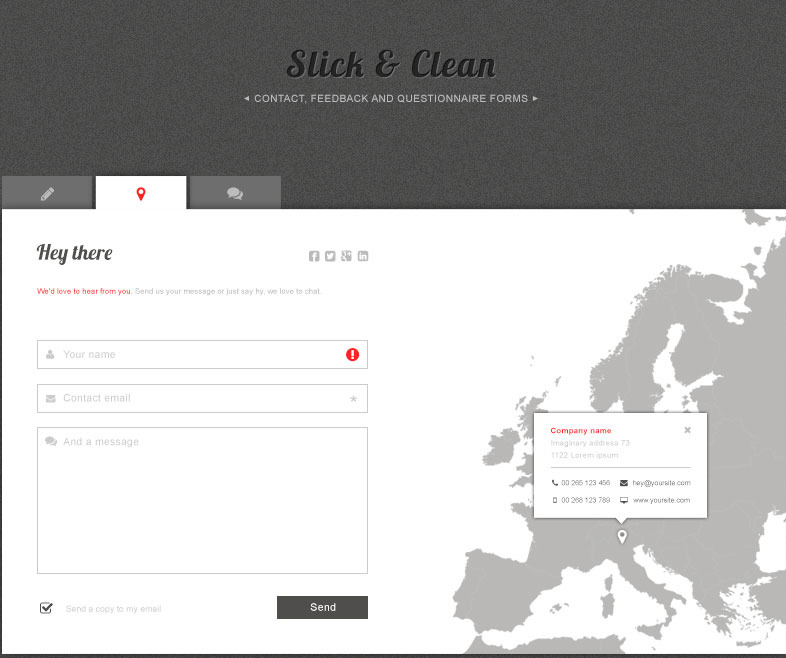Slick & Clean CSS3 Contact and Register Forms Pack