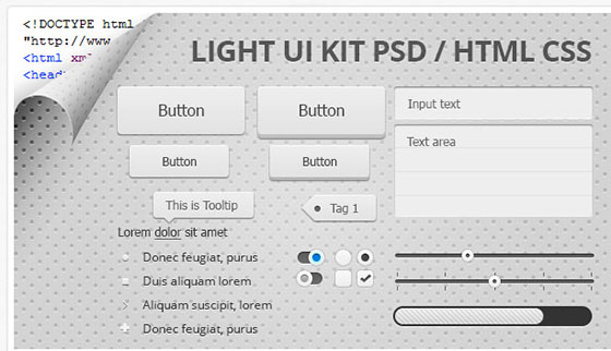 Light UI Kit PSD HTML CSS