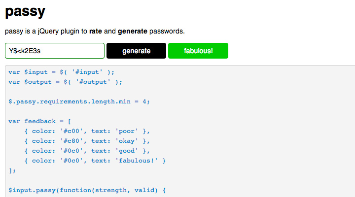 passy password generate strength jquery plugin screenshot