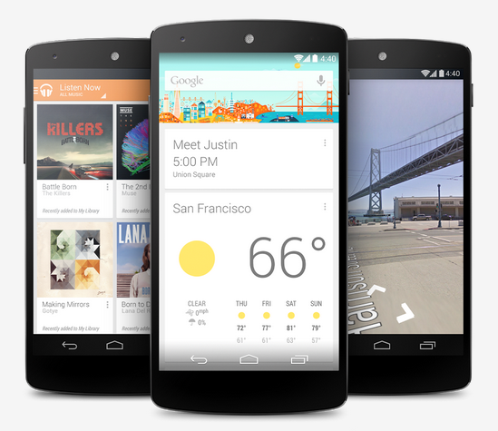 Google Now features prominently in Android KitKat