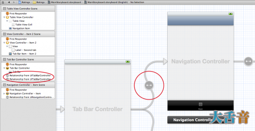 Relationship arrow in the Storyboard editor
