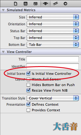 Is Initial View Controller attribute