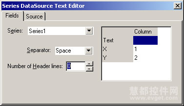 大多数开发人员在使用TeeChart进行开发的时候,都需要访问包含在文本文档中的一些数据,本次教程将详细讲解如何去实现这一步骤。 文本文件通常包含使用空格键或者是TAB键分隔开的数字和文字: 比如下面的文本,包含两个字段,使用空格作为字段分隔: 0.1 24 0.5 143 0.2 321 0.1 100 从一个文本文件读取数据(如果列分隔符是正确的),开发者可以使用TSeriesTextSource组件,可以根据自身的数据设置ileName、Fields和FieldSeparator属性。然后只需通过设置TSeriesTextSource.Series或Series.DataSource属性将系列文本源组件连接到一个图表系列。 1 创建一个新的应用程序。 (File->New->Application) 2 从