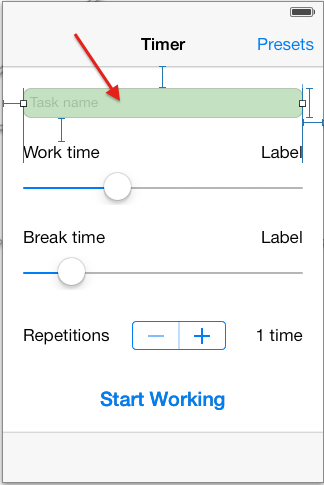 Timer view in storyboard