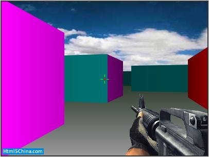 图 5. canvas 的 3D 上下文实现的仿 Counter Strike 射击游戏