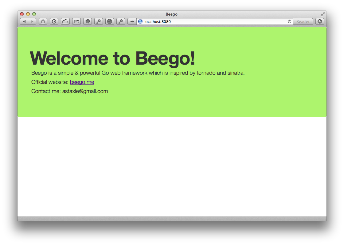 Beego App Home Page