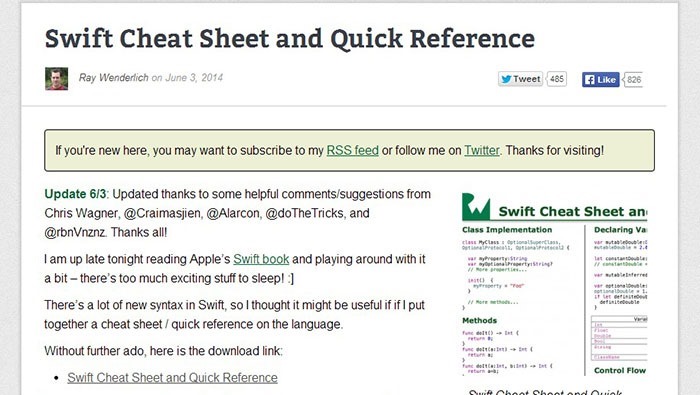 Swift Cheat Sheet and Quick Reference