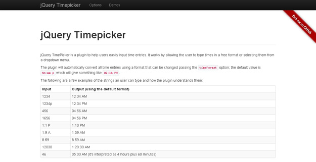 jQuery Timepicker