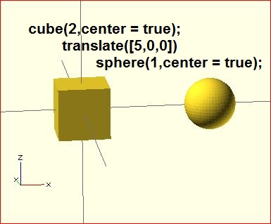 image of result of the translate() transformation in OpenSCAD