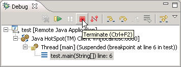 Eclipse 中的 Terminate 按钮