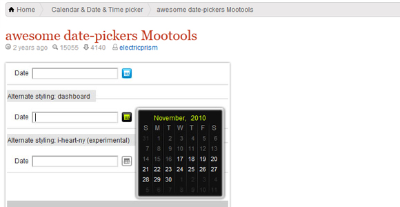 Awesome Date - Picker Mootools