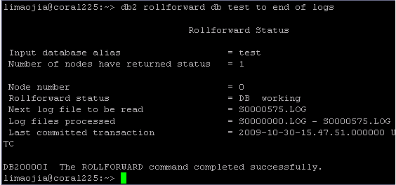 图 6. Rollforward to end of logs