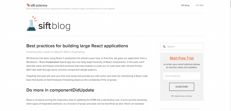 Best practices for building large React applications  Sift Science Blog