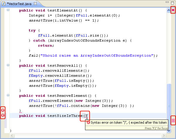 Error annotations in vertical and overview ruler