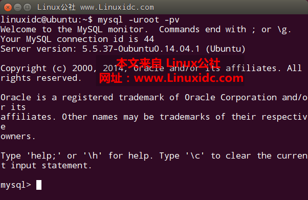 ubuntu14.04直接用命令行安装mysql数据库 