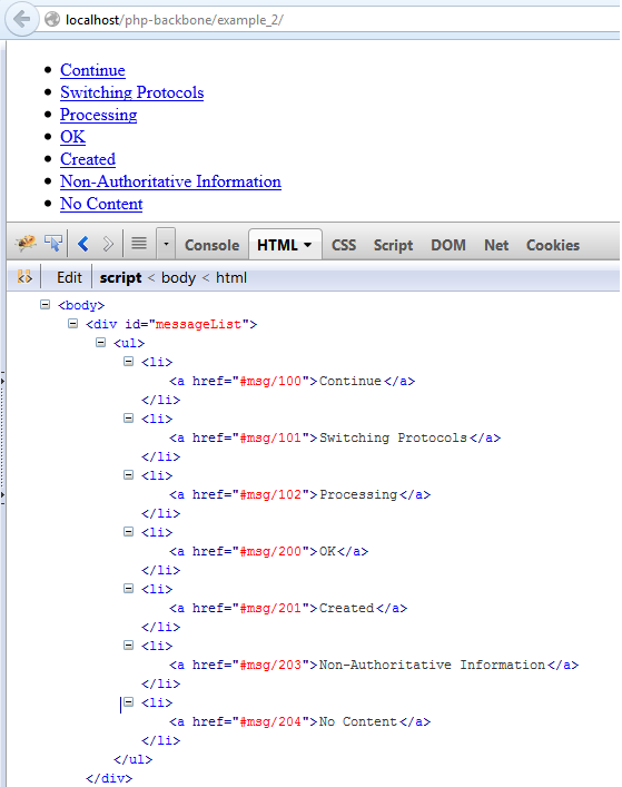 PHP Backbone Output