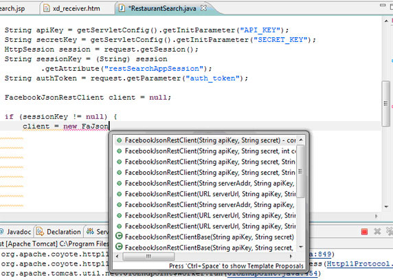 创建一个 FacebookJsonRestClient
