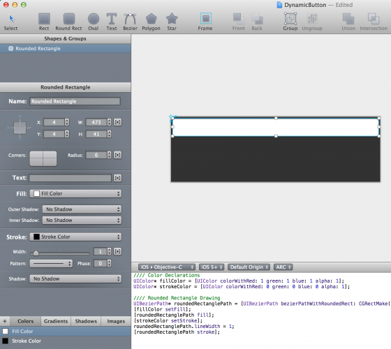 draw a rectangle in PaintCode