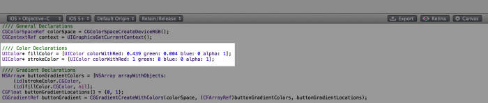 Color variable in PaintCode Code view