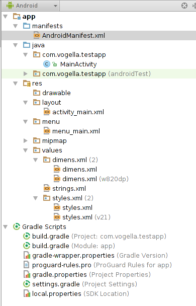 Creating a new Android Studio project