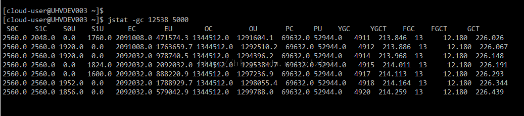 Linux使用jstat命令查看jvm的GC情况