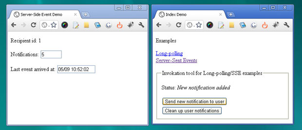 Server-Sent Event API usage example screenshot