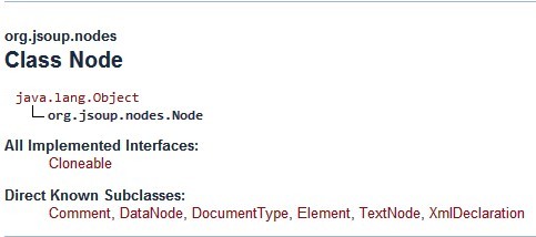 Jsoup Api 中对 Node 节点的描述