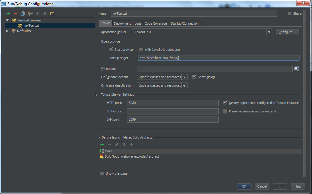 IntelliJ IDEA 12 与 Tomcat7 配置 