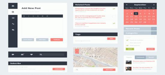 Flat Blog UI Kit (PSD) by PSDExplorer