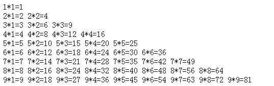 [菜鸟学php] php版简单99乘法表-for循环