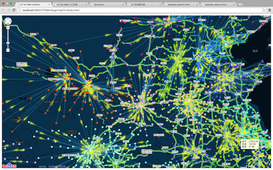 百度地图与HT for Web结合的GIS网络拓扑