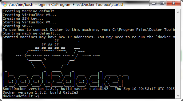 Docker Toolbox成功画面