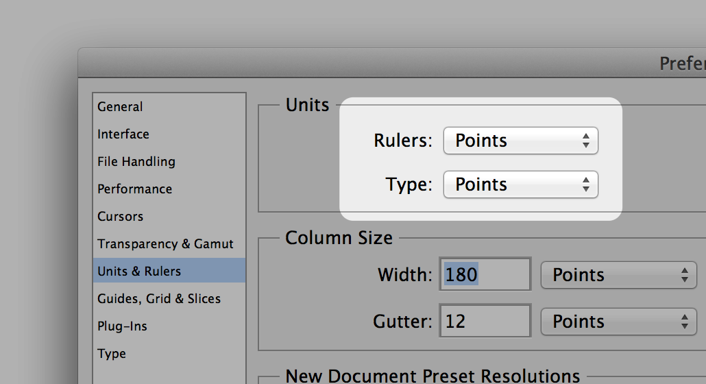 设置photoshop的标尺单位为点