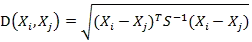 Mahalanobis distance formula