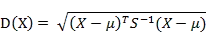 Mahalanobis distance formula