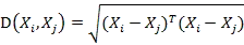 Mahalanobis distance formula