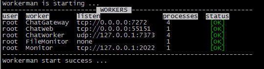 php聊天室启动示意图