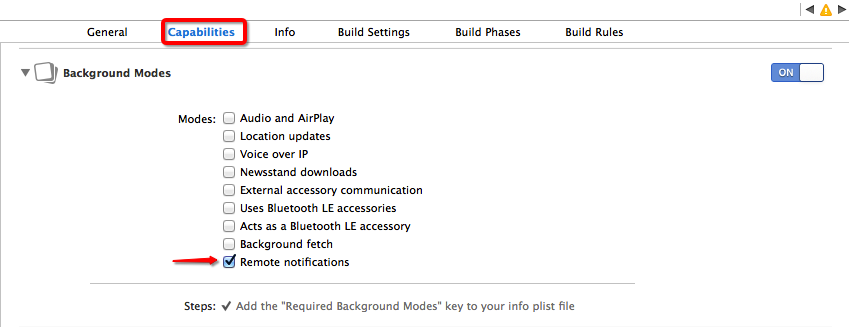 开启Remote notifications 开启Remote notifications