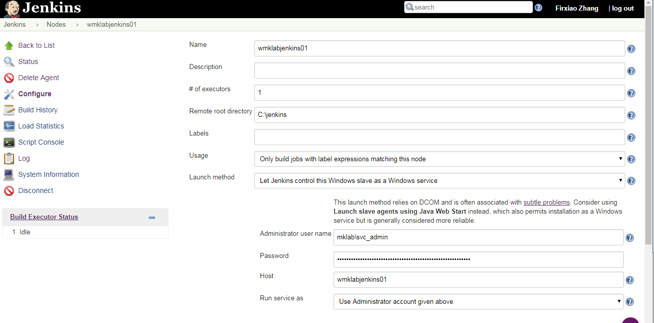 Jenkins windows slave configruation